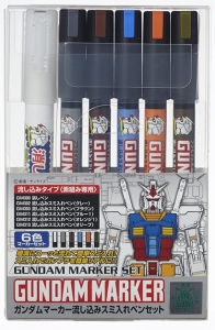 Mr Hobby GMS122 Gundam Marker Set [Pour Type] (5+1 Color)