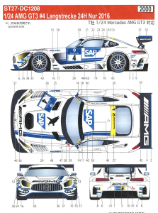 Studio27 DC1208 1/24 AMG GT3 #4 Nur24H 2016 (for Tamiya 24345) [Decal]